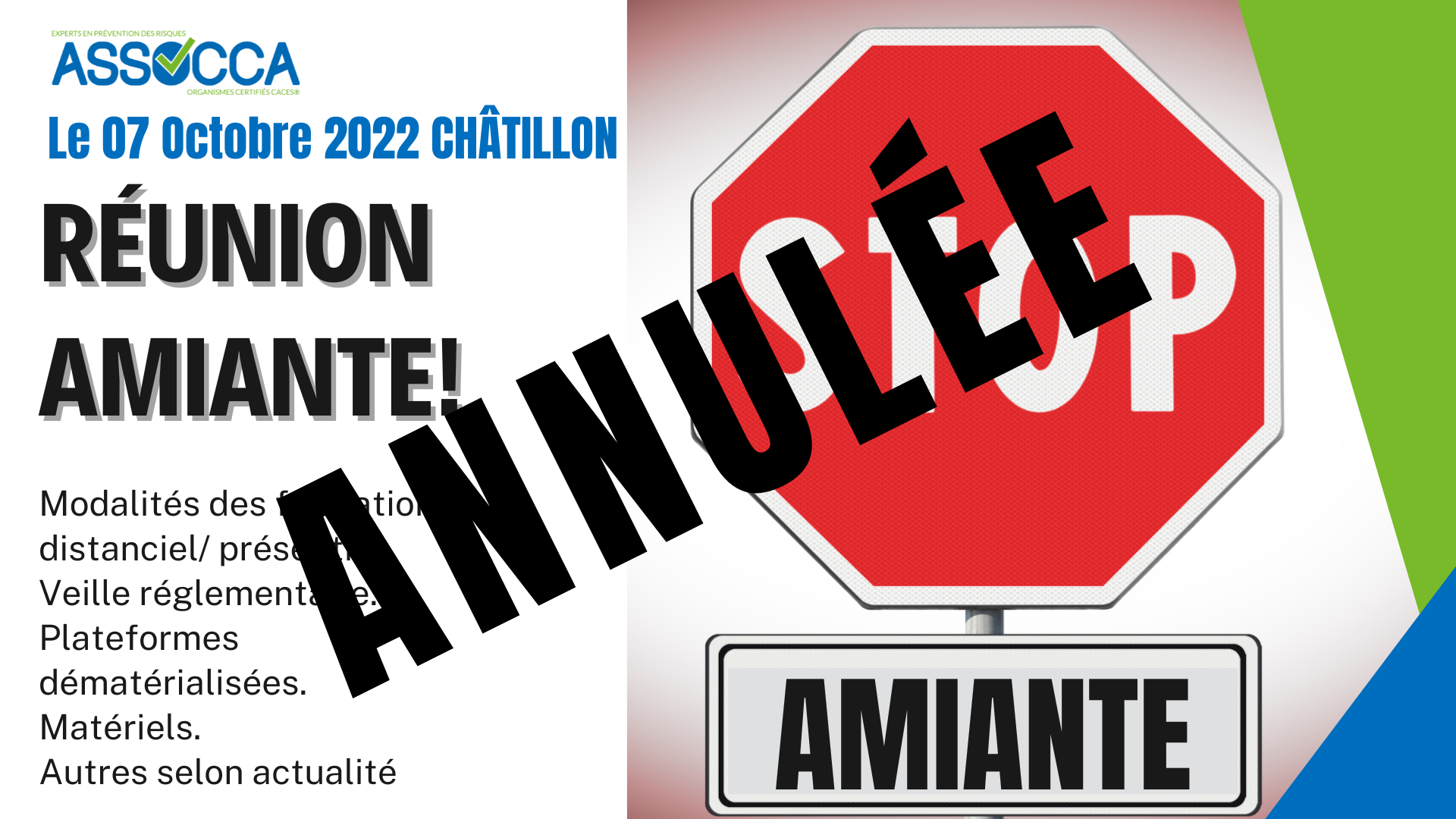 Annulation réunion amiante le 7 10 2022